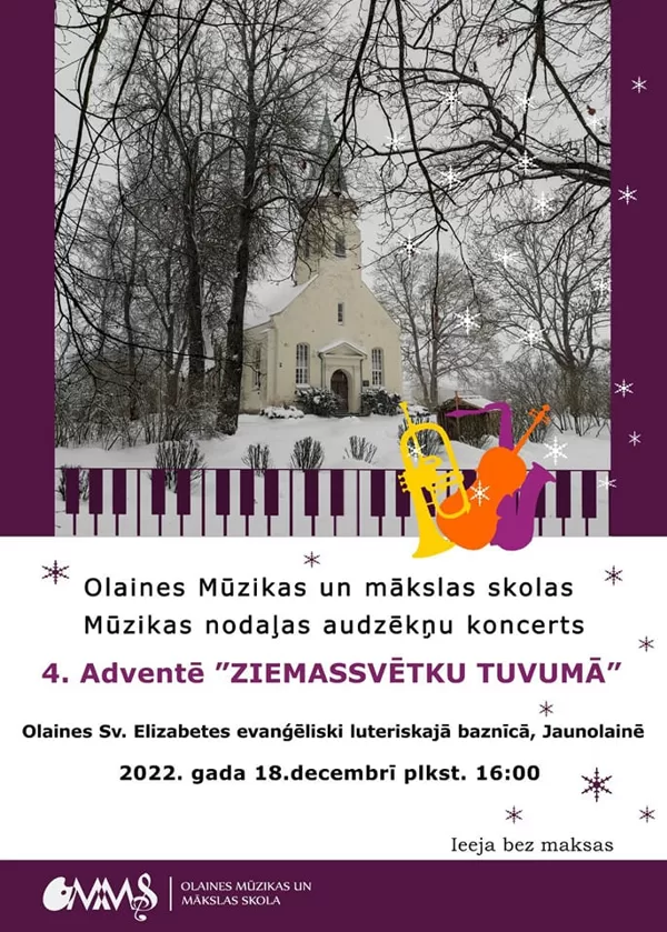 Olaines Mūzikas un mākslas skolas audzēkņu koncerts 2022.gada 18. decembrī